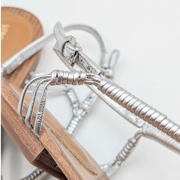 Veronica Beard Amelia Metallic Thong Slingback Sandals Silver Size US7.5M EU38 - Picture 9 of 9